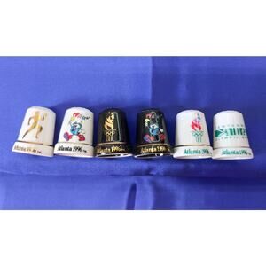 VTG 1996 Atlanta Centennial Olympic Games Porcelain Thimbles l Quantity: 6